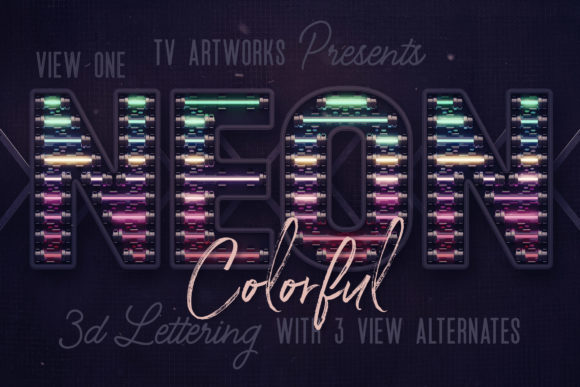 Elevate Your Designs with Colorful Neon 3D Lettering