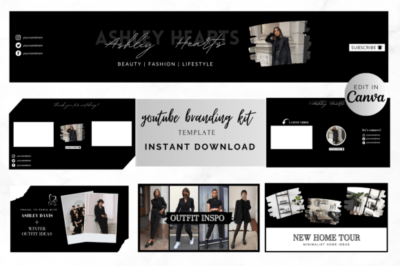 Elevate Your Visual Presence with the Black YouTube Branding Kit for Canva