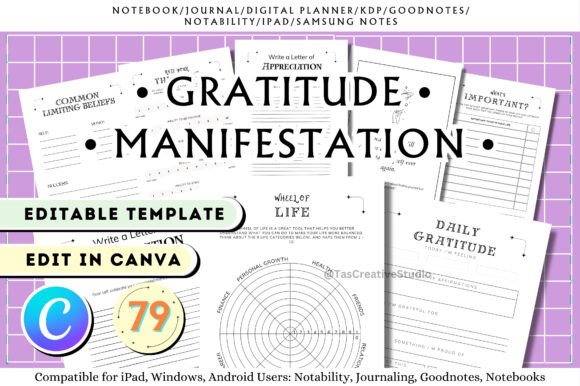 Manifestation Gratitude Canva Templates