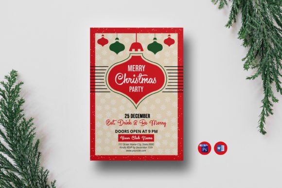 Modern Christmas Party Flyer Template for Designers