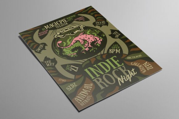 Plesiosaurus & Cats: A Retro Indie Rock Flyer Template