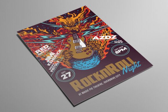 Rock and Roll Night Illustrated Flyer: A Vector Art Design Asset
