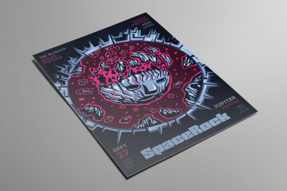 Space Rock Illustrated Flyer: Elevate Your Creative Branding